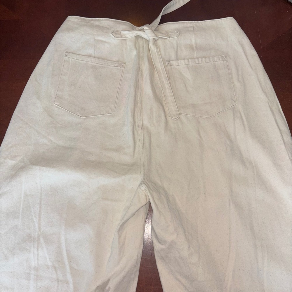CIDER | Wide Leg | High Waisted | Zipper | 100% Cotton Cream Pants | 1XL